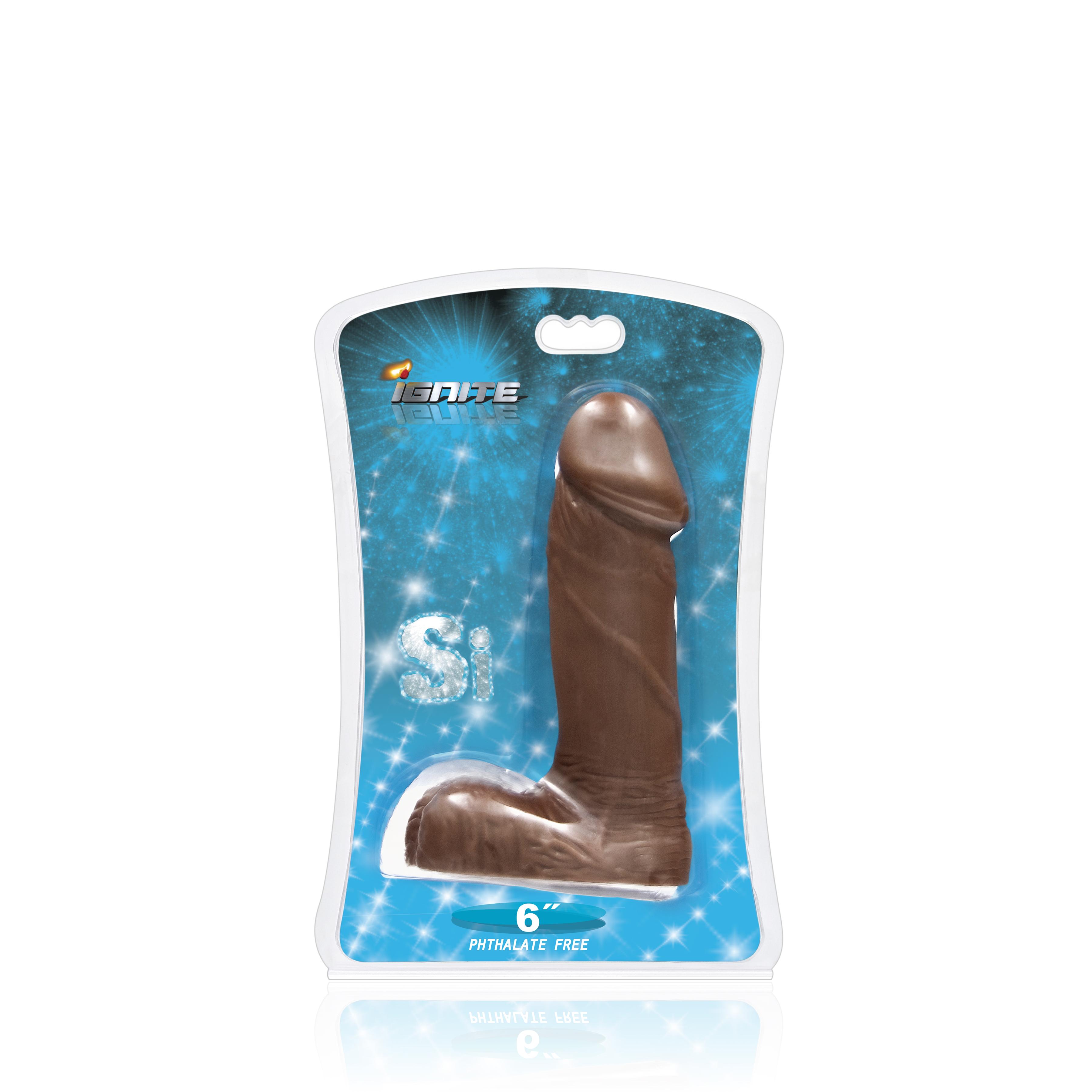 SI IGNITE Cock with Balls Dildo, Brown, 15 cm