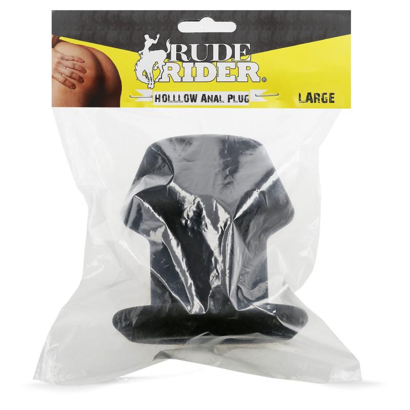 RudeRider Hollow Anal Plug Large Black