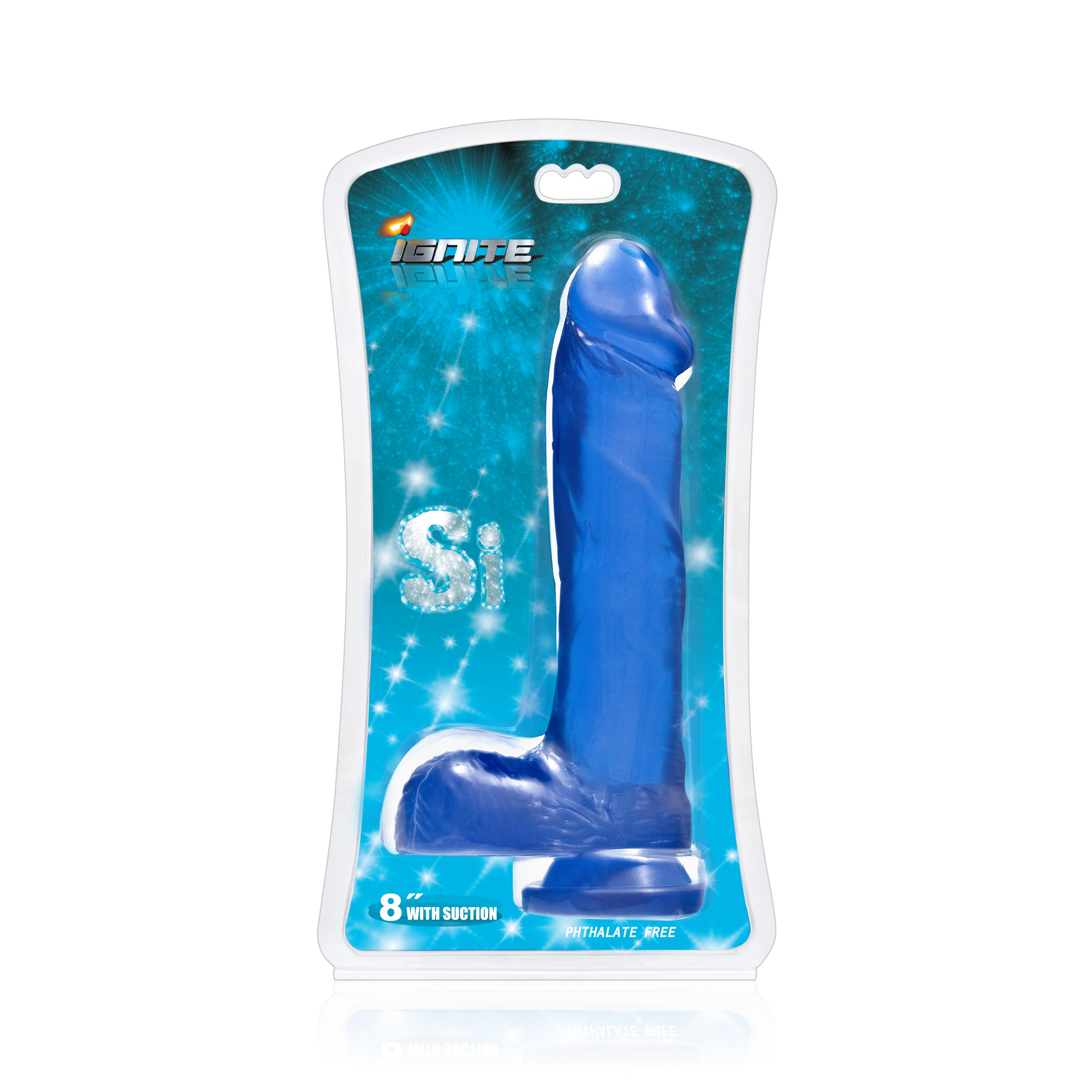 SI IGNITE Cock with Balls and Suction, Blue, 20 cm