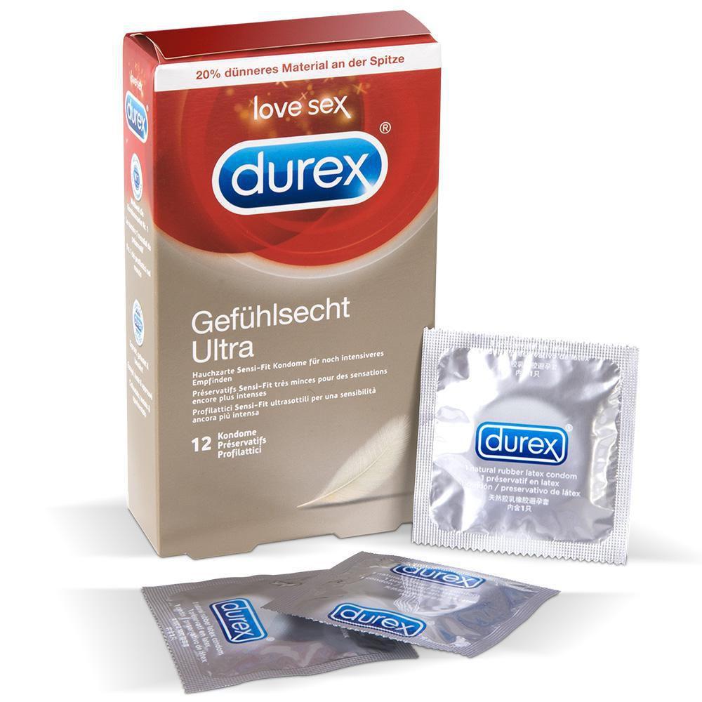 Durex Gefühlsecht Ultra Condoms 12pcs, with Reservoir, Ø 52mm, 180mm