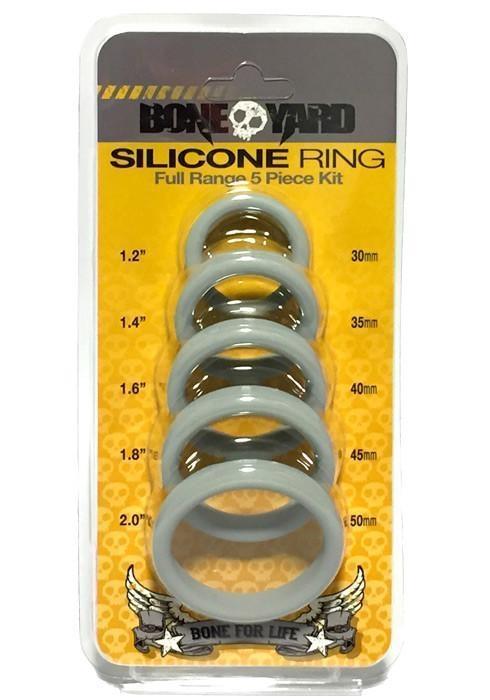 Boneyard Silicone Cockrings, 5-Pcs-Kit, Grey, ¯ 50 mm