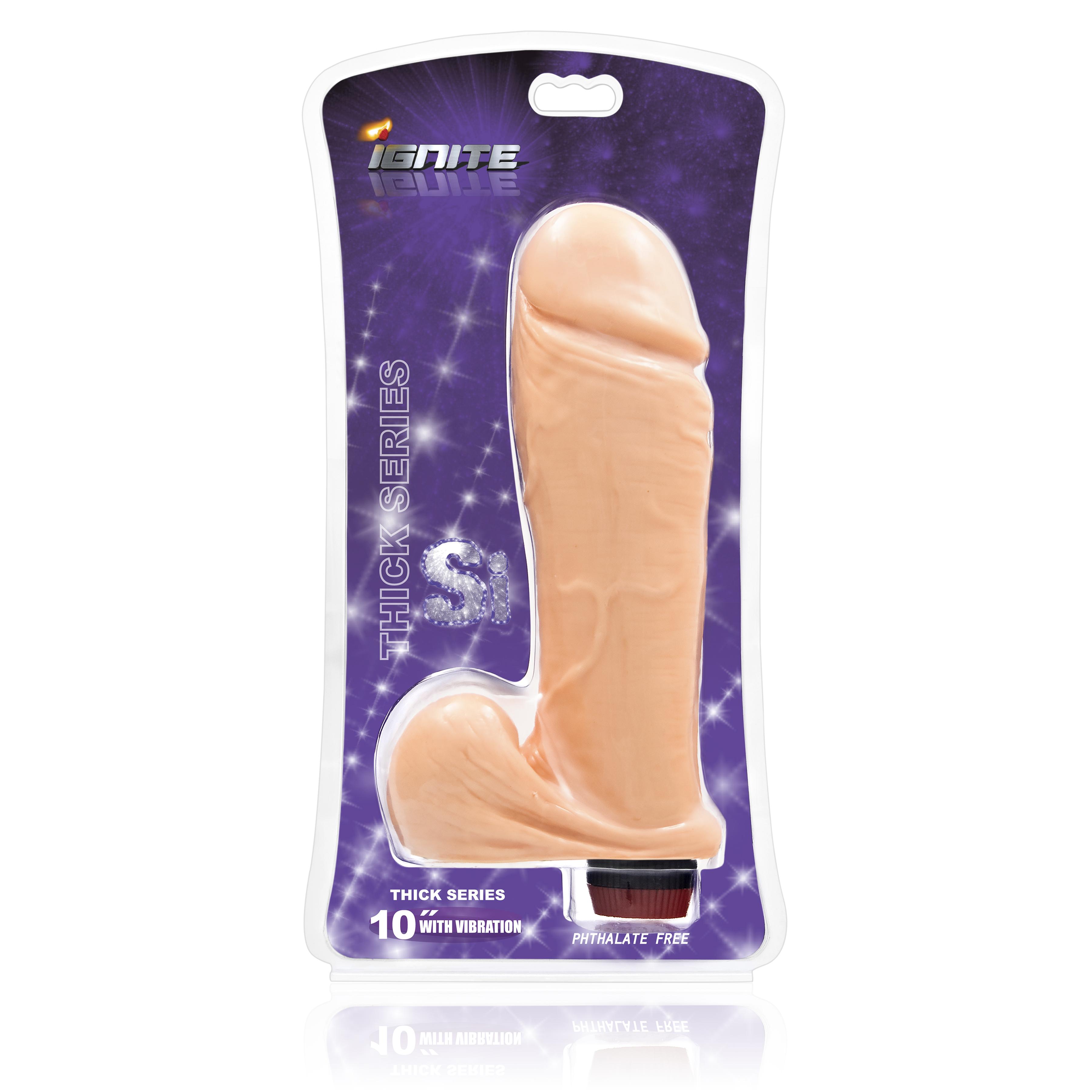 SI IGNITE Thick Cock with Balls and Vibration, 25 cm, Flesh